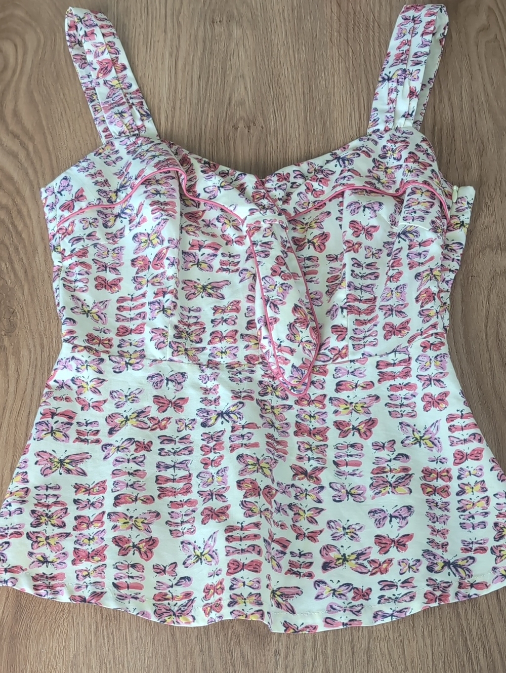 NWT Anthropologie Girls From Savoy Pink Butterfly Print Top